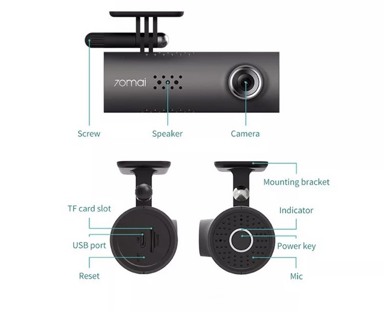 Car Video Camera (70mai Smart Dash Cam 1S), Car Accessories