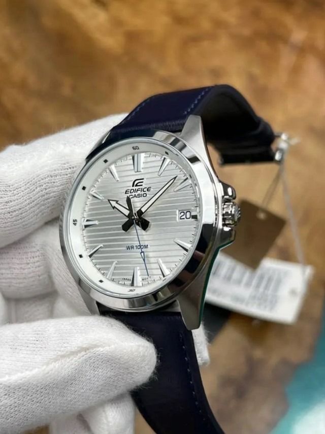 Casio edifice blue leather strap on sale