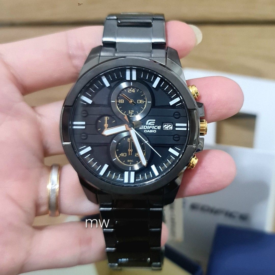Casio Men s edifice full black analog quartz classic watch efr 543bk 1a9 discontinued model