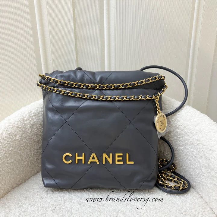 Chanel 22 Mini Hobo Handbag in 23B Beige Calfskin and AGHW