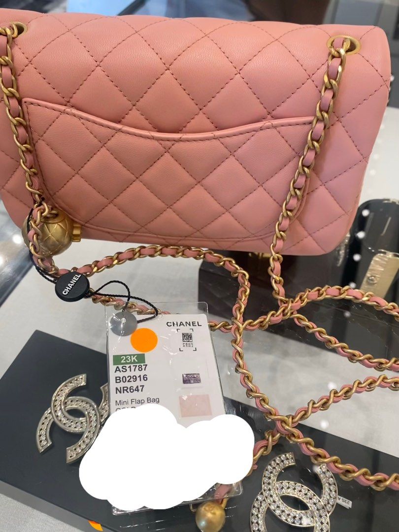 Chanel Pink Lambskin Classic Mini Rectangular Flap Bag