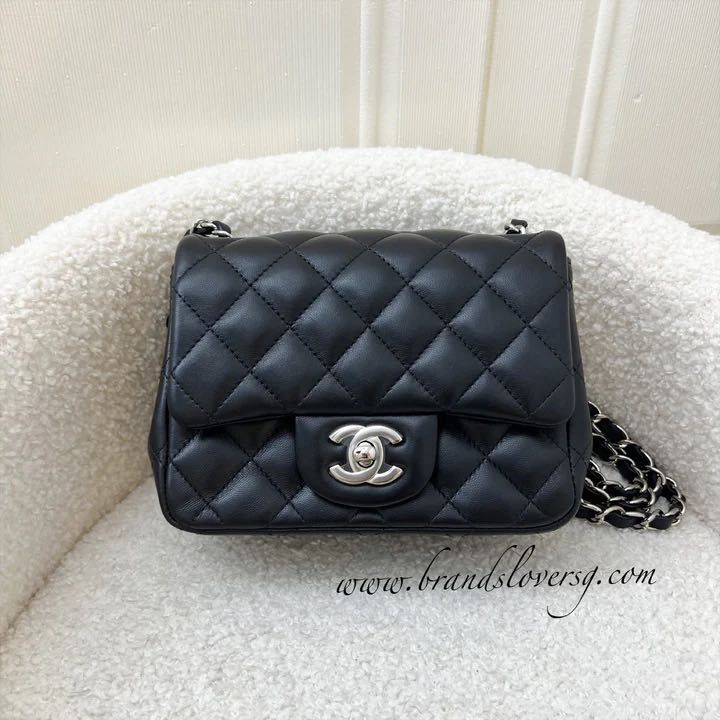 Chanel Classic Square Mini Flap in Grey Lambskin LGHW