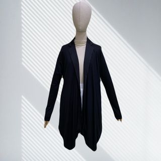 CL310 - Atsuro Tayama Black Semi-sheer Stretchable Open Draping Cardigan with Side- Pockets - Selling Low