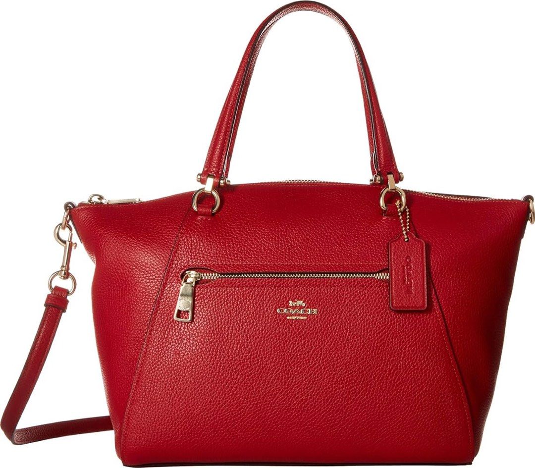 Coach Prairie Satchel Bag in Pebble Leather Red Women s Fashion