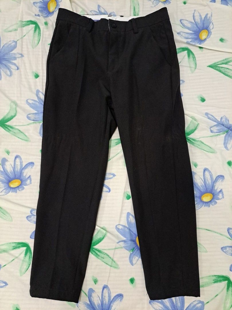 Cropped Black Slack Suit Pants, Men's Fashion, Bottoms, Trousers on