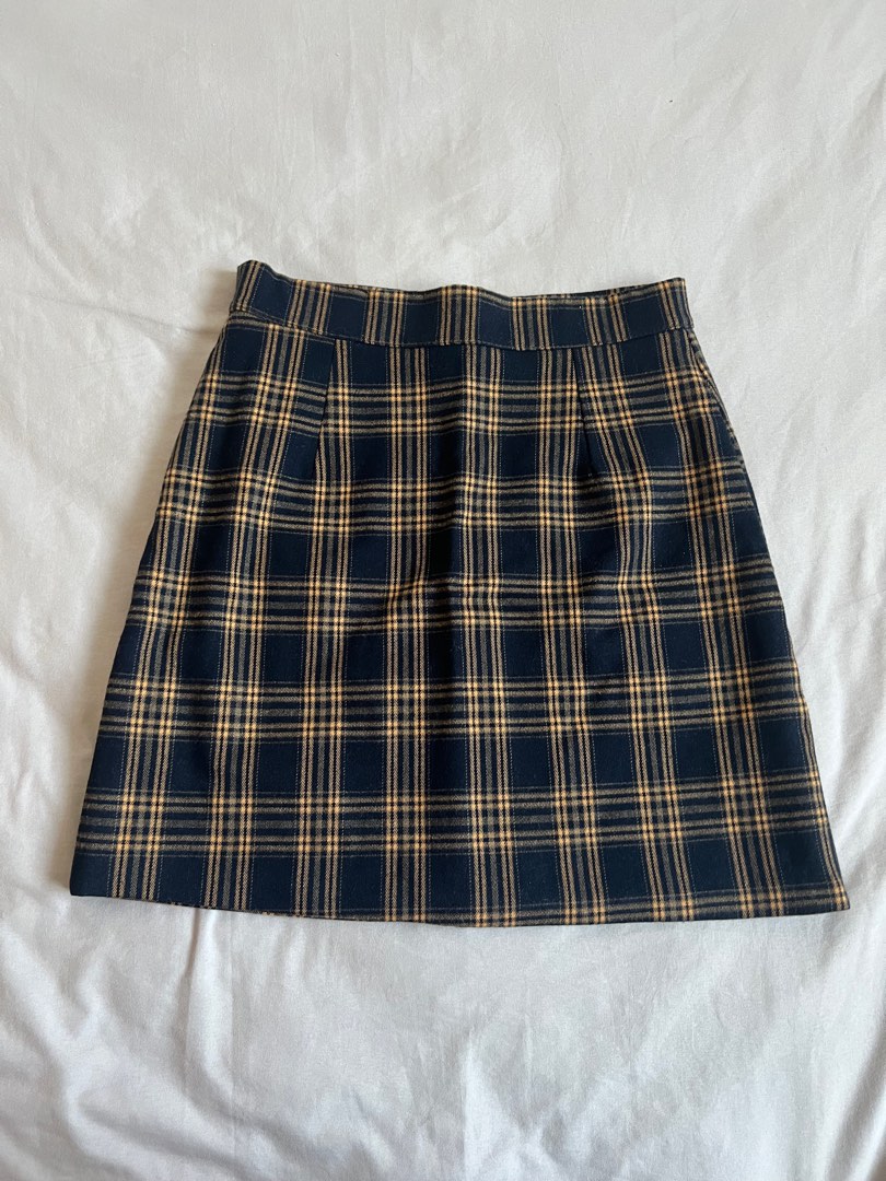 Blue and gold deals plaid skirt