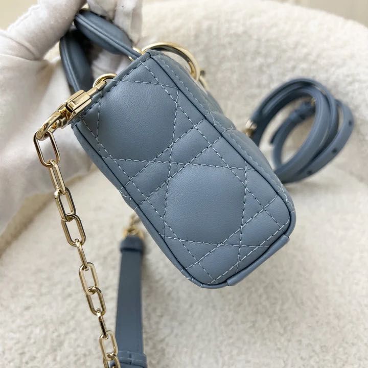 Lady Dior Cover for iPhone 14 Cloud Blue Cannage Lambskin