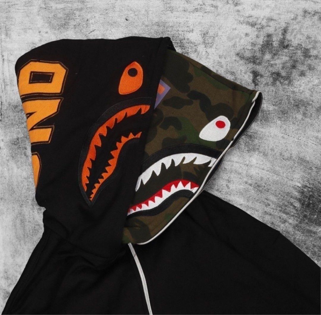 Bape X Undefeated Double Shark Hoodie Bape X Undefeated Double