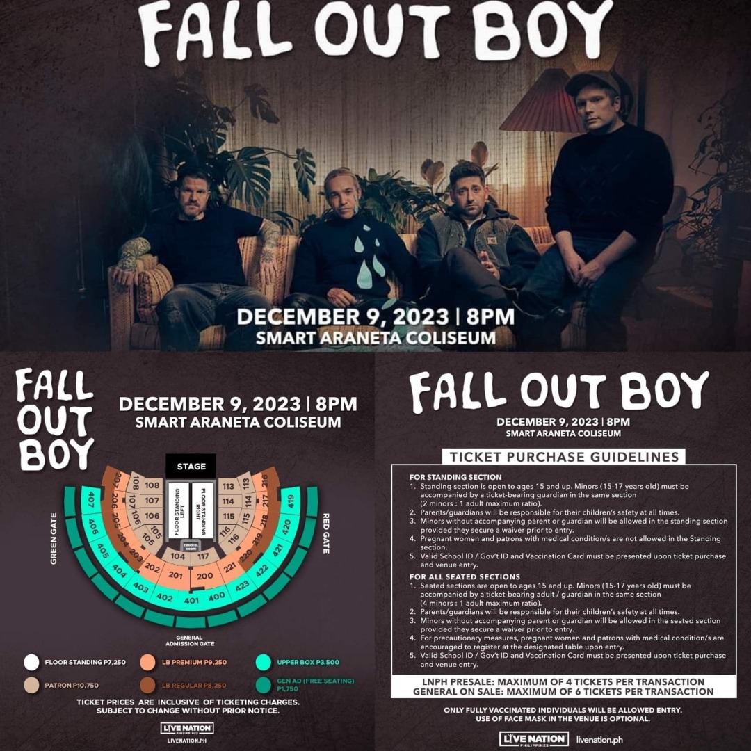 Fallout Boy Concert Ticket, Tickets & Vouchers, Event Tickets on Carousell