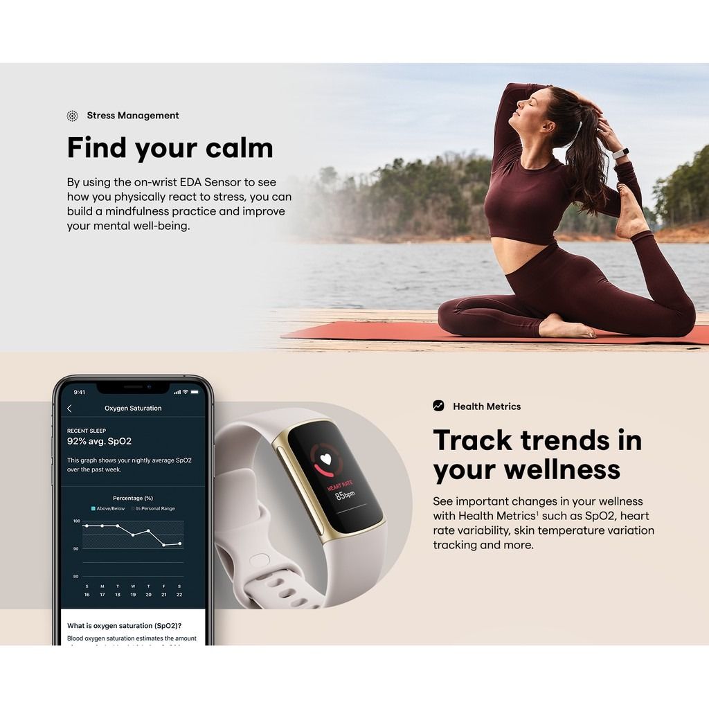 Fitbit Charge 5 Built in GPS Sleep Tracking Stress Management