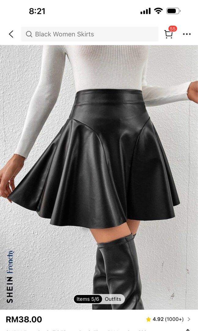 Flare Leather Skirt Women s Fashion Bottoms Skirts on Carousell