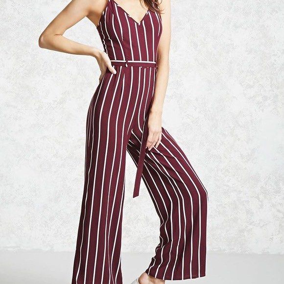 Forever 21 sales striped cami jumpsuit