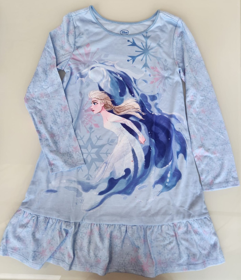 Frozen Elsa Anna long sleeve dress Disney princess girls kids soft