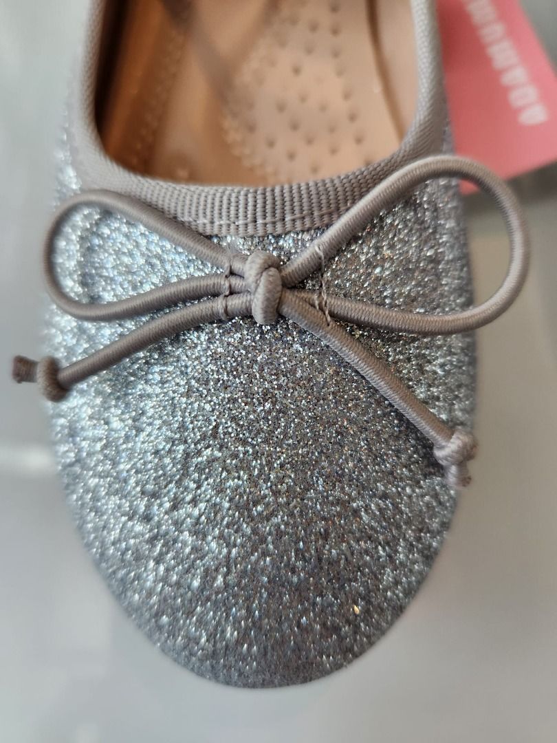 Girls silver ballet hotsell flats