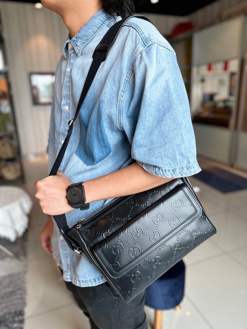 Louis Vuitton, Bags, Louis Vuitton Avenue Sling Bag Damier Infini 3d  Leather Black Blue