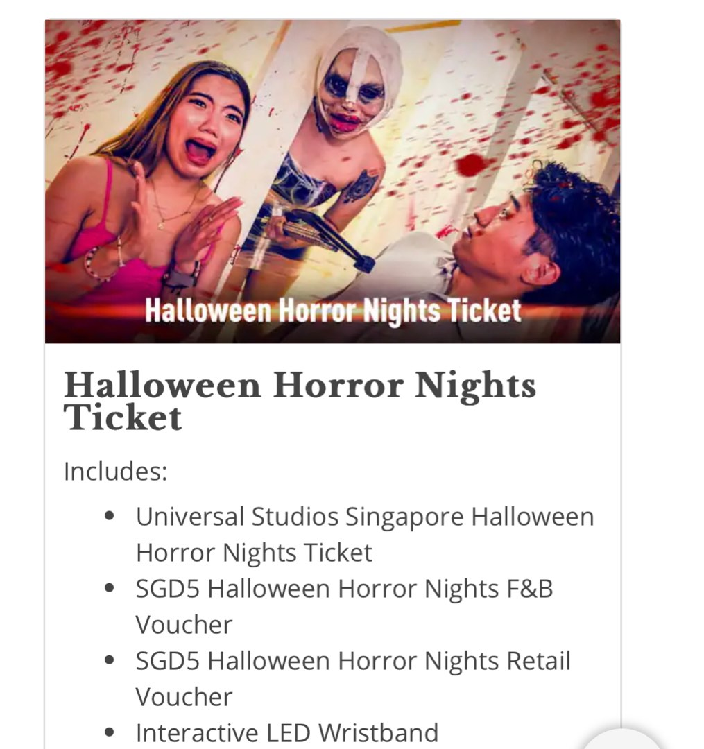 Halloween Horror Nights Tickets x2 (12 Oct), Tickets & Vouchers, Event