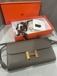 Hermes Constance slim Blue Lin, Luxury, Bags & Wallets on Carousell