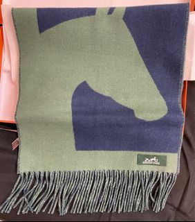 Hermes scarf 新款頸巾藍綠色