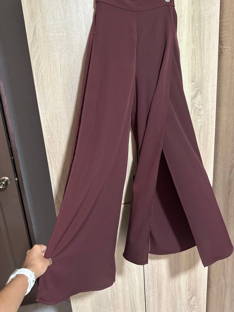 H M conscious straight cut slit pants Women s Fashion Bottoms
