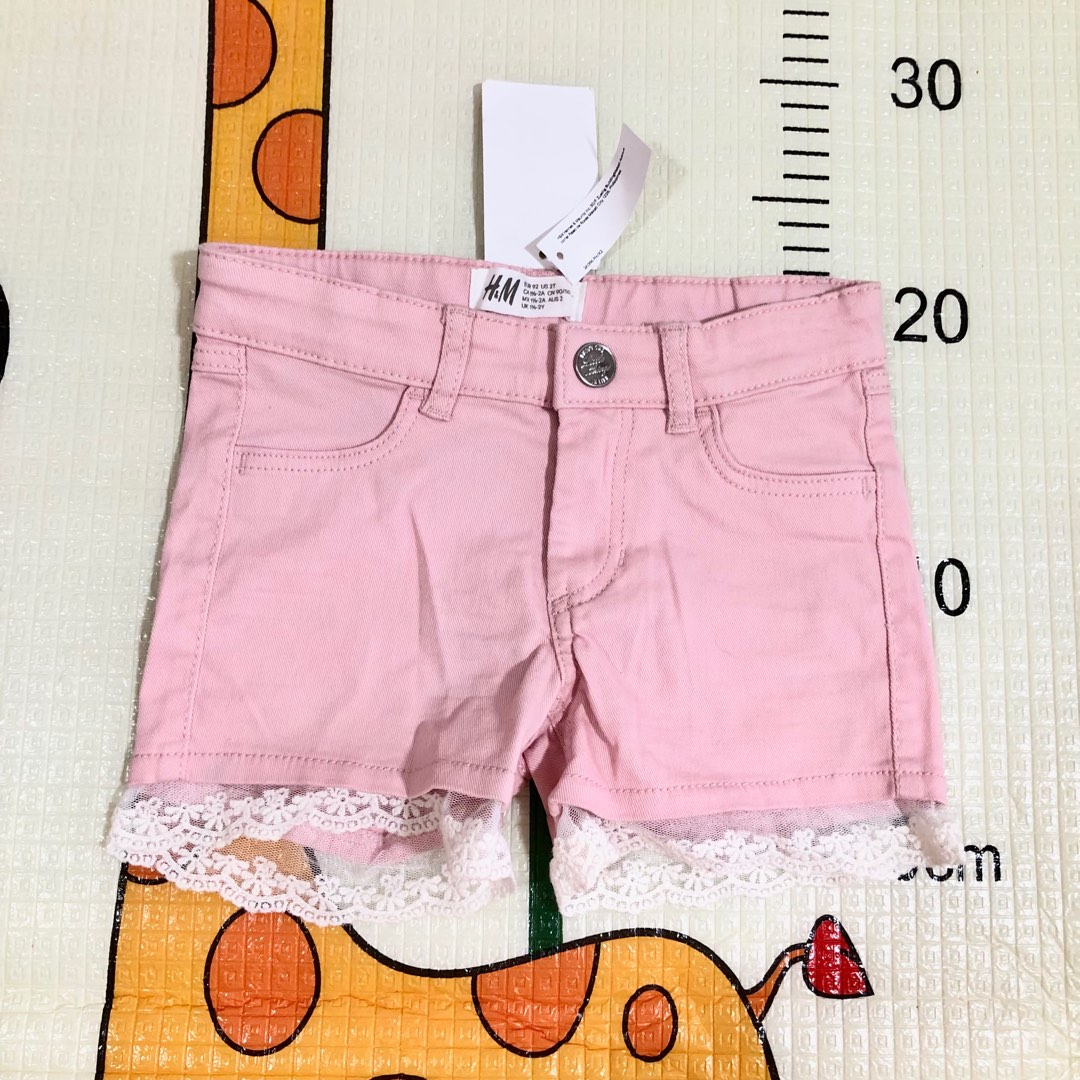 Girls pink sales denim shorts