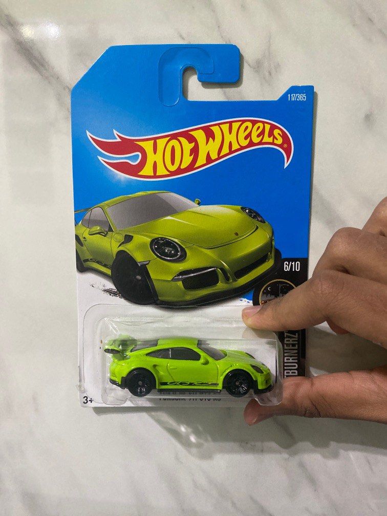 Hot Wheels Porsche 911 GT3RS lime green Nightburnerz, Hobbies