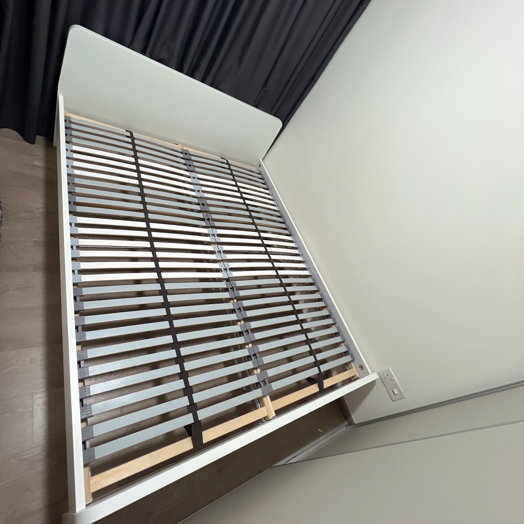 IKEA ASKVOLL Bed Frame White, LONSET, Furniture & Home Living