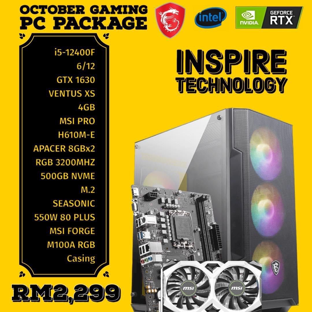 Intel Custom Gaming PC Intel i512400F / 8GBx2 / 500GB nvme / 1630