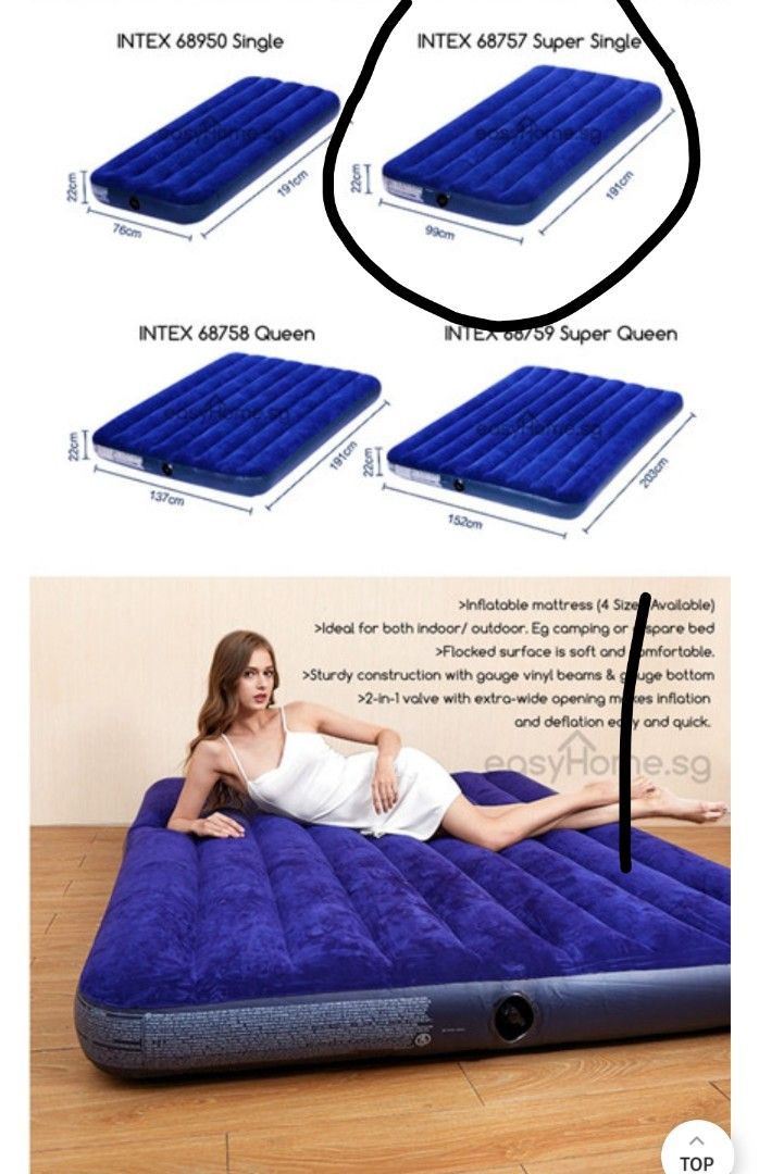 INTEX classic Downy airbed, Furniture & Home Living, Furniture, Bed ...