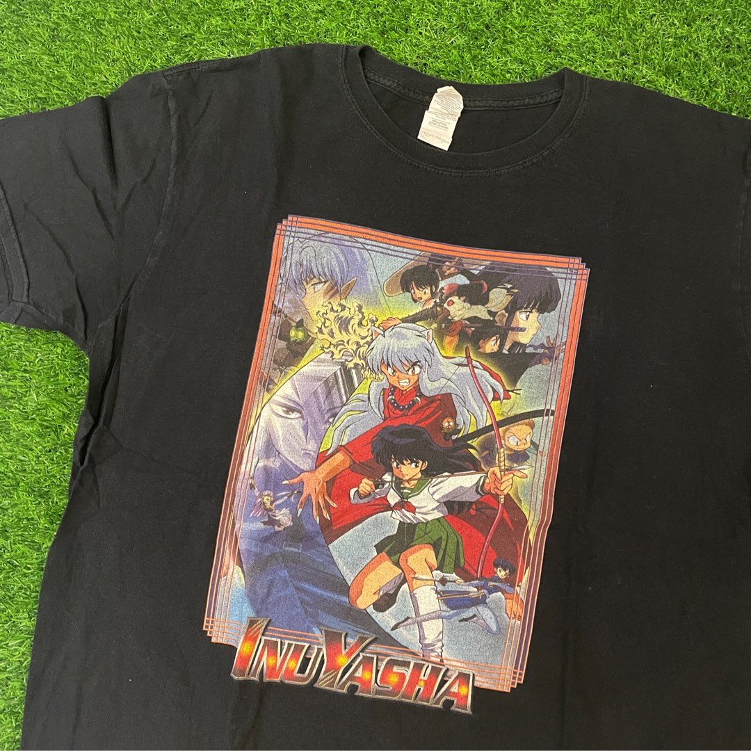 Inuyasha Anime Character Print T-Shirt Men's M Size cotton navy blue type Vintage Second Hand main image 1