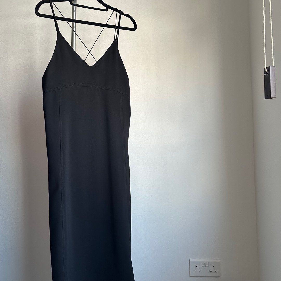 Black strappy dress with white shirt clearance