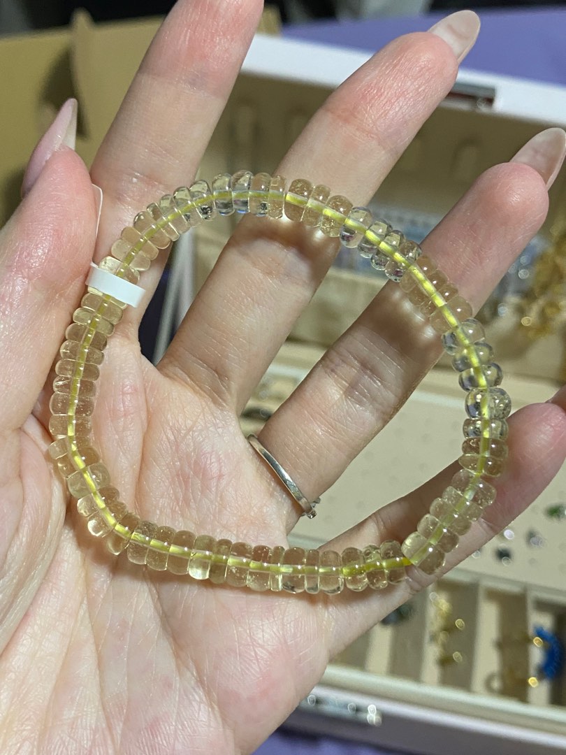 libyan desert glass abacus elastic crystal bracelet