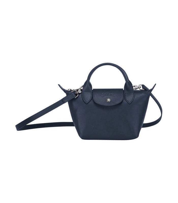 Longchamp Le Pliage Cuir Small Leather Short Handle Tote Women's Navy