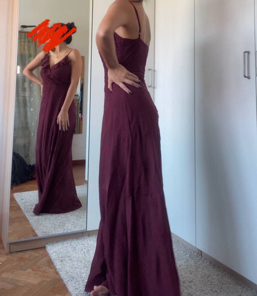 Lulu s Maroon Lace V Neck Prom Dress