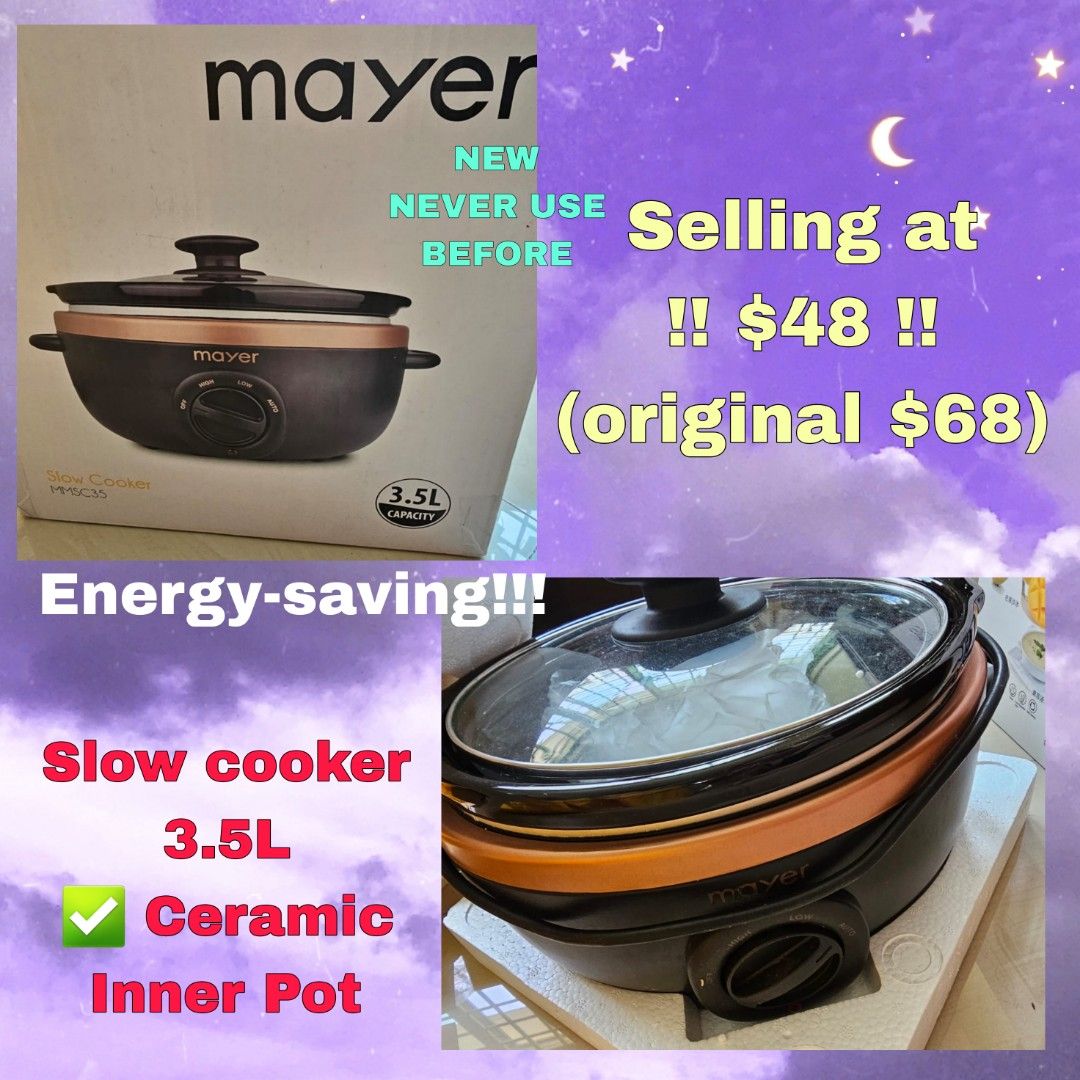 Mayer MMSC35 Slow Cooker. Ceramic Inner Pot. 3.5 L Capacity. Low Energy