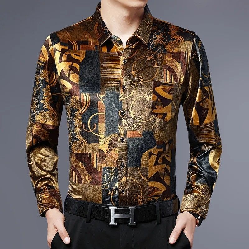 Mens gold dress shirt store