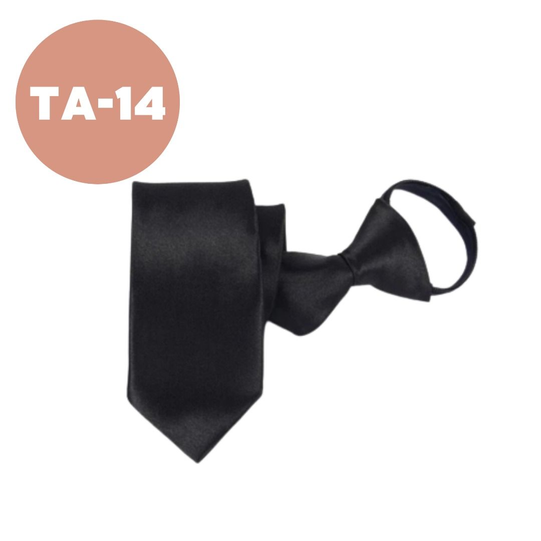 Classic Solid Black Men's Neck Tie - Polyester, Dress Tie By Vesuvio Napoli 12 thumbnail image