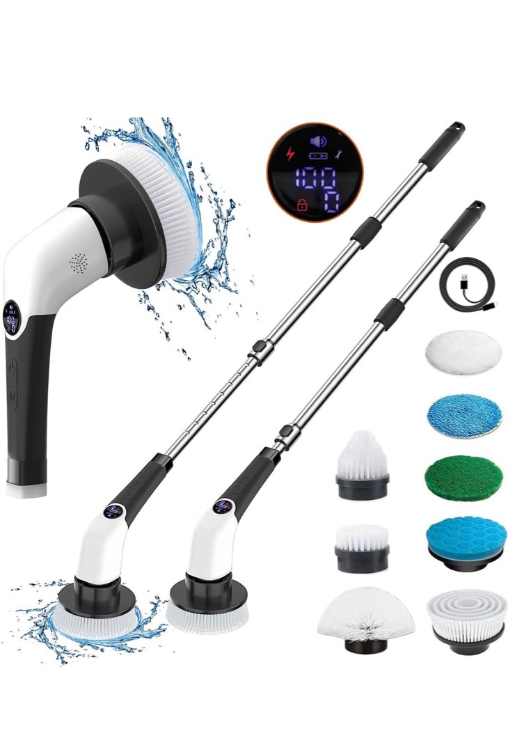 MGLSDeet Electric Spin Scrubber Rechargeable Cleaning Brush with 8