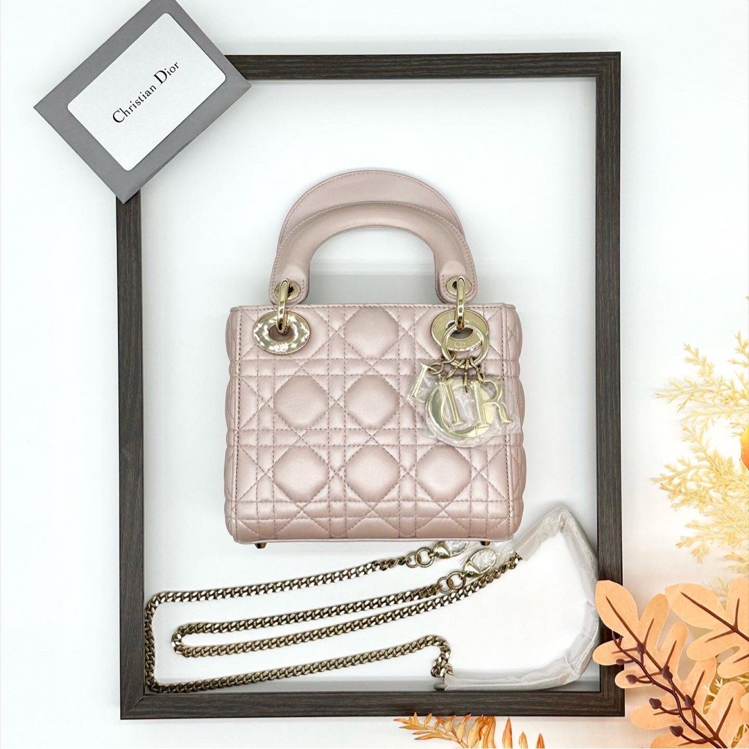 Authentic Dior Pink Mini Lady Dior, Luxury, Bags & Wallets on Carousell