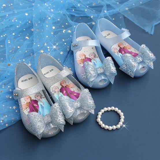 Mini melissa in elsa sparkly shoes glitter jelly shoes, Babies & Kids