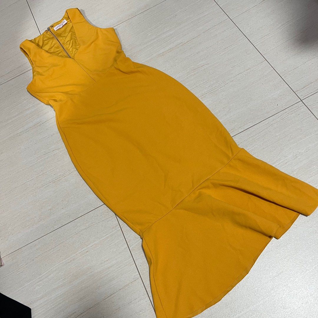Mustard mermaid dress new arrivals