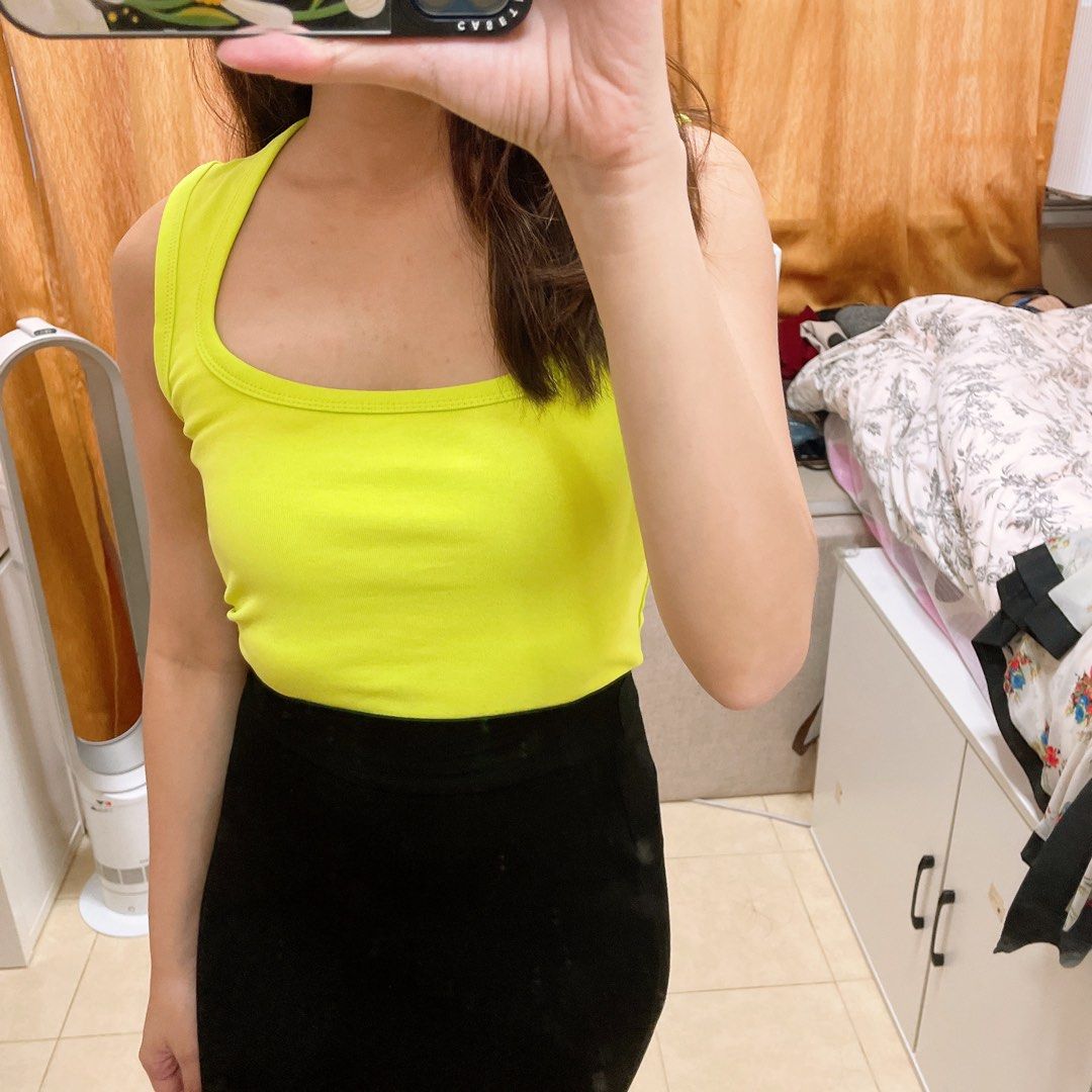 Neon square neck crop top cheap