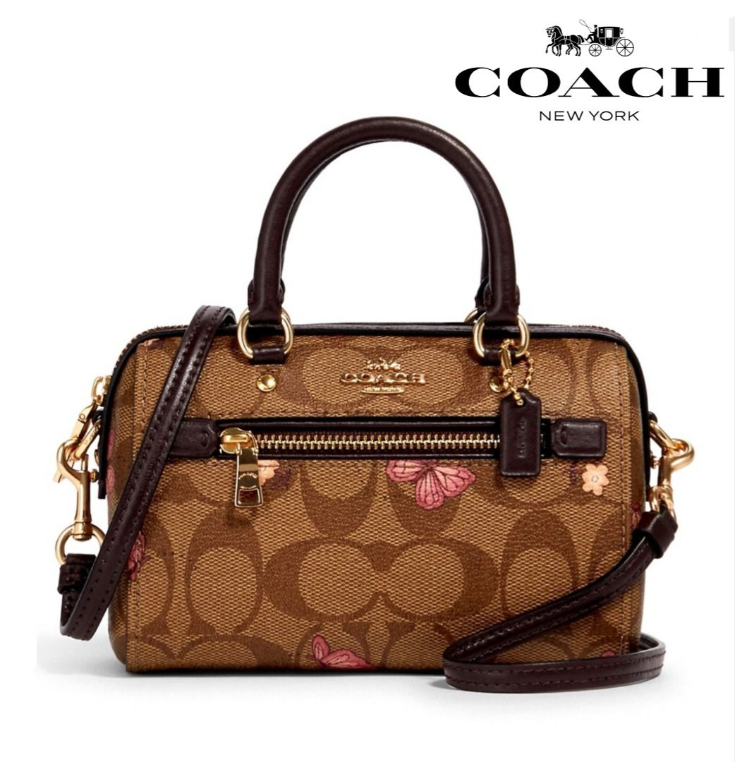 COACH MINI ROWAN BLACK DEBOSSED, Luxury, Bags & Wallets on Carousell