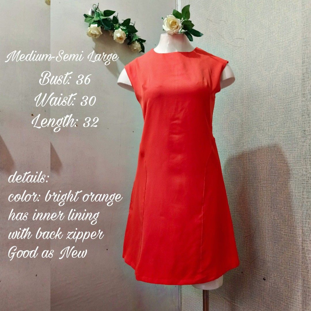 ON SALE OFFICE DRESS ORANGE PREMIUM FABRIC FORMAL DRESS Women s