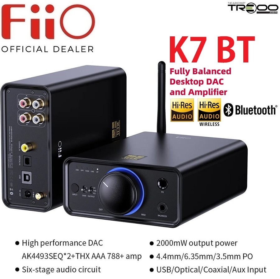 Fiio K7 Full Balanced Hifi Dac Headphone Amplifier Ak4493S With