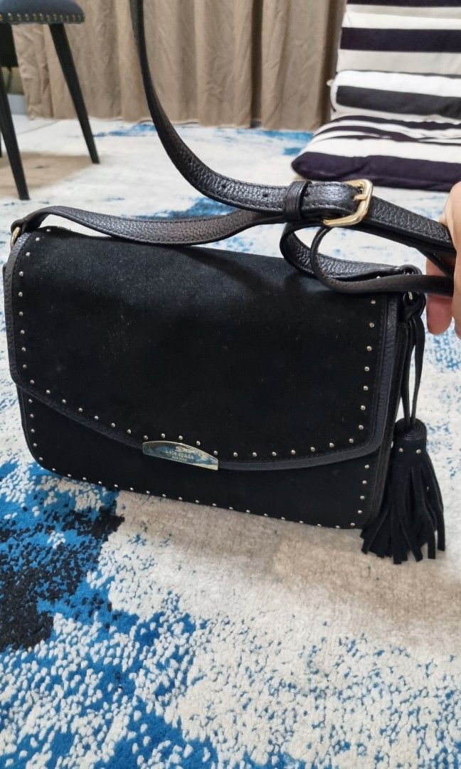 Kate spade black suede purse hot sale