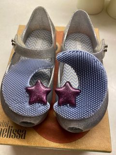 Original Mini melissa ultragirl moon BB silver glitter clear/blue