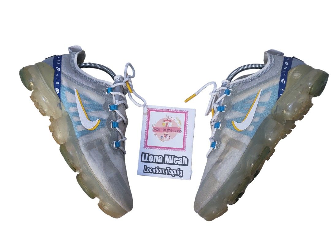 Original Nike Air VaporMax White Wolf Grey Blue Preloved for Men