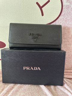 Prada Pass Case ID Holder Neck Strap VITELLO MOVE NERO Black W7