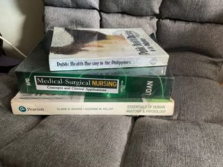 Public Health Nursing (DOH Whitebook); Medical - Surgical Nursing Textbook 3rd Ed. by Josie Udan; Pearson Essentials of Human Anatomy 12th Ed. by Elaine Marieb and Suzanne Keller