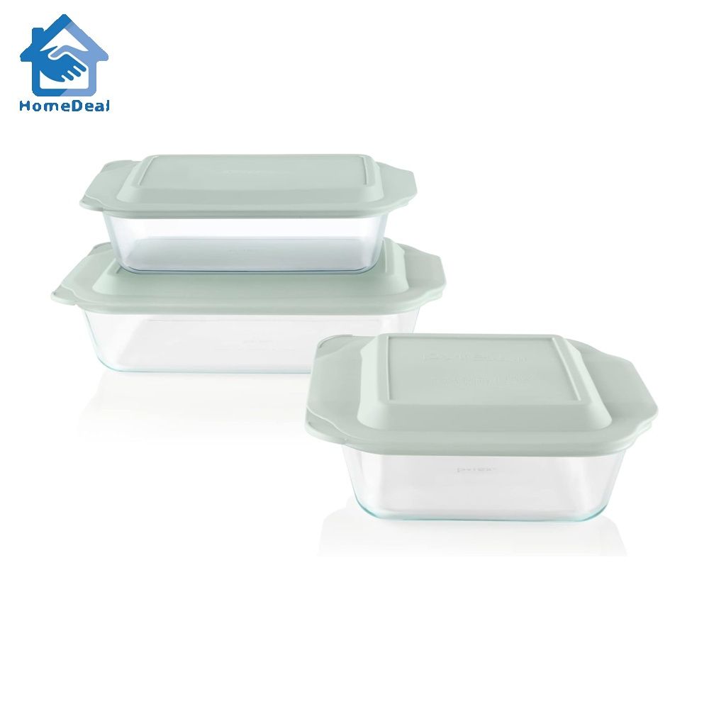 Pyrex Deep 6 Piece Glass Baking Dish Set with Lids Glass Bakeware